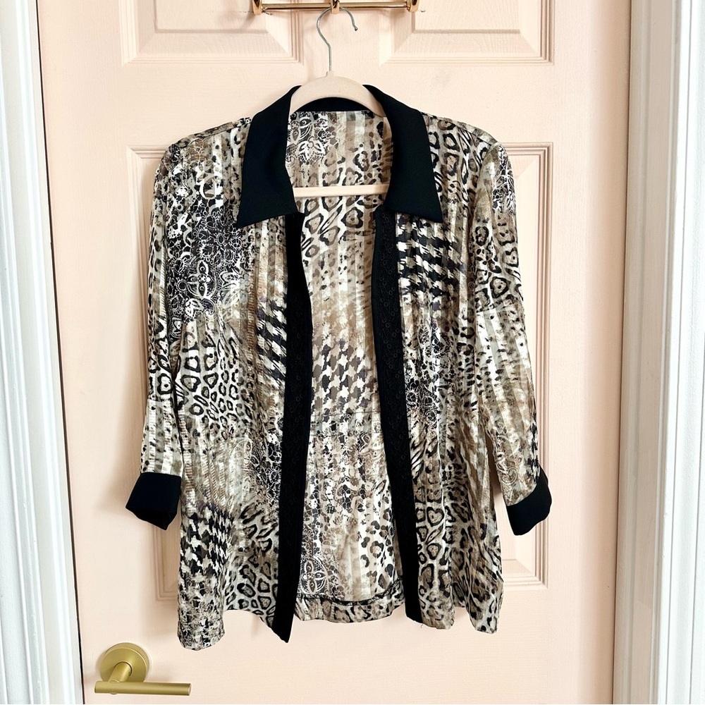 Semi sheer animal print kimono top
